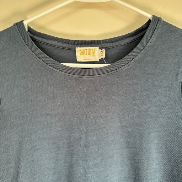 Nation LTD Janae Slim Crew Tee Long Sleeve Button Cuff T-Shirt Blue Womens M - Picture 2 of 12